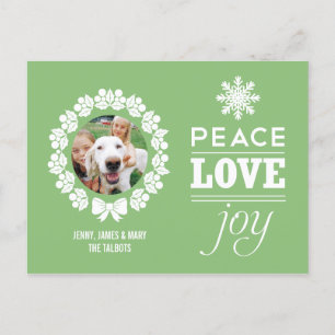 Carte postale de Noël - Paix, Amour et Joie