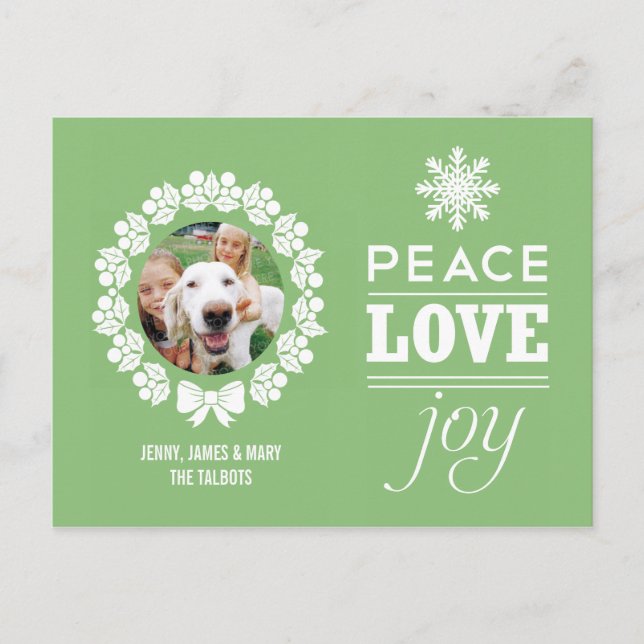 Carte postale de Noël - Paix, amour et joie (Devant)