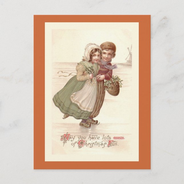 Carte postale de Noël "Patinage pour enfants néerl (Devant)