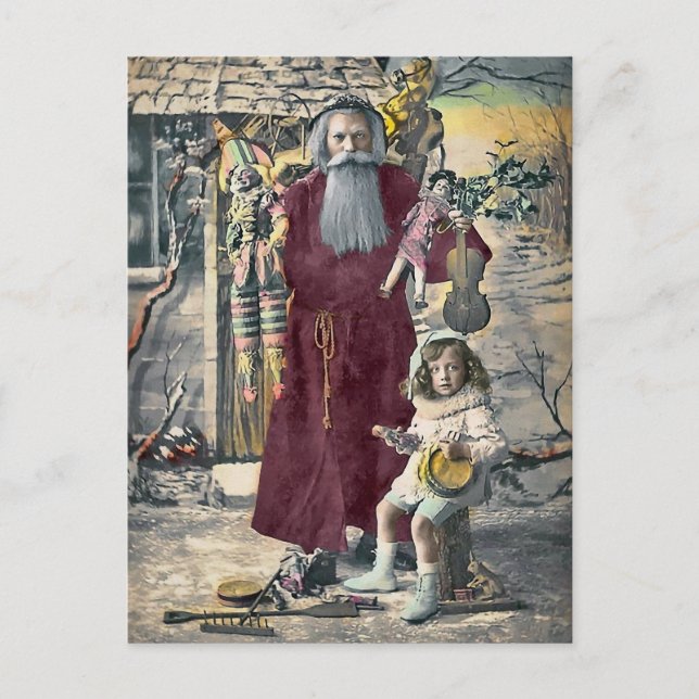 Carte postale de Noël Père Noël Vintage déplaisant (Devant)