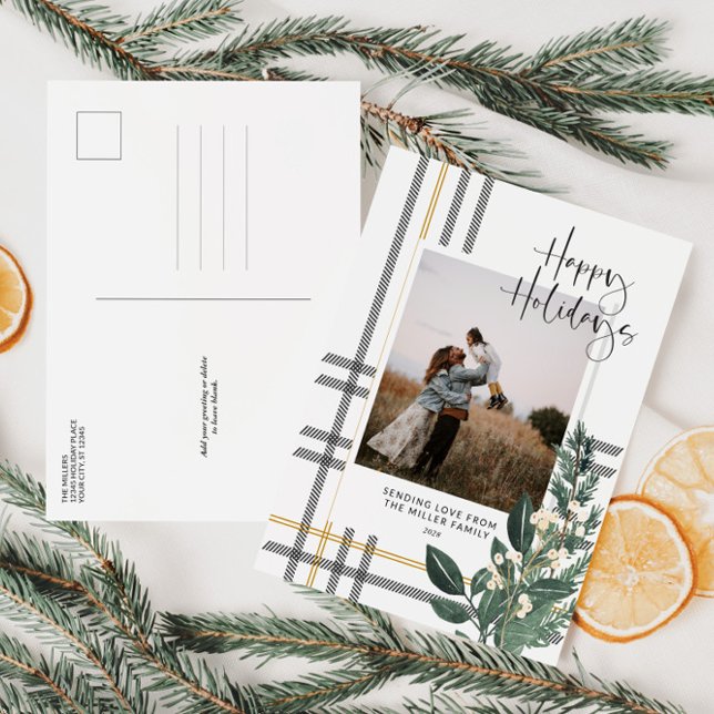 Carte postale de Noël Plaid Green (Créateur téléchargé)