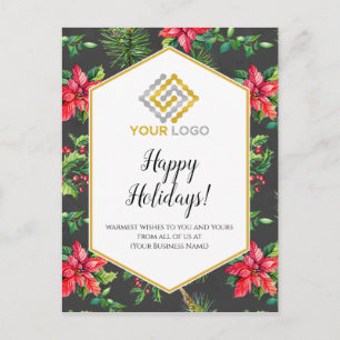 Carte postale de Noël Poinsettias Logo Affaires