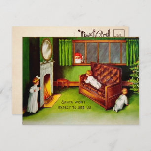 Carte postale de Noël pour enfants à cache vintage