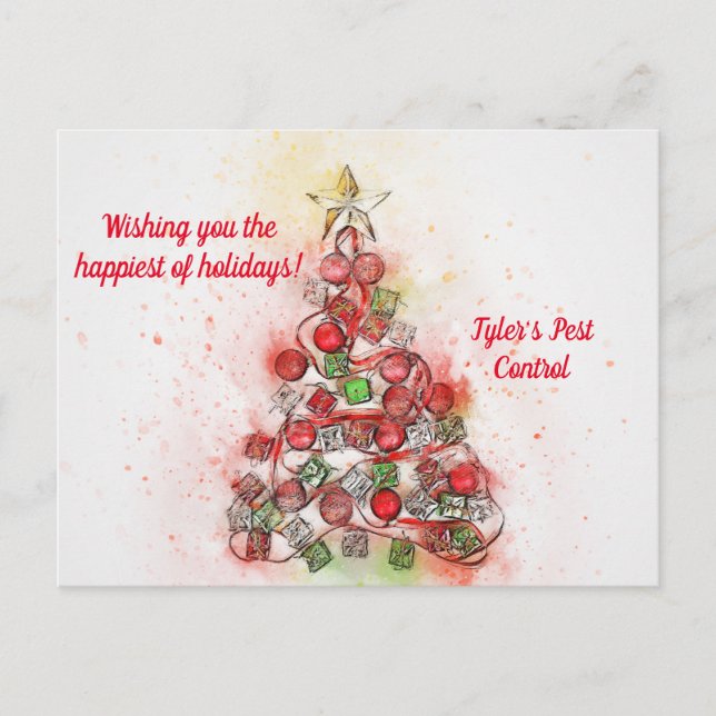 CARTE POSTALE DE NOËL POUR ENTREPRISE À THÈME ARBR (Devant)