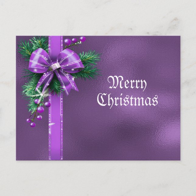 Carte postale de Noël Purple Bow (Devant)