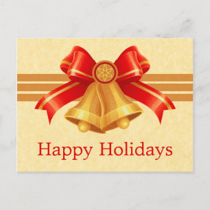 Carte postale de Noël Red and Gold Bells