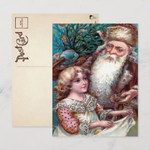 Carte postale de Noël Robed Père Noël vintage