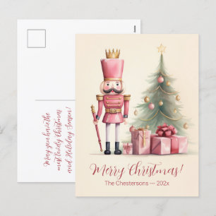 Carte postale de Noël rose