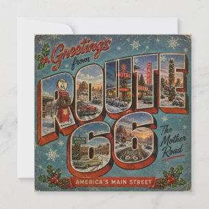 Carte postale de Noël Route 66 à grandes lettres