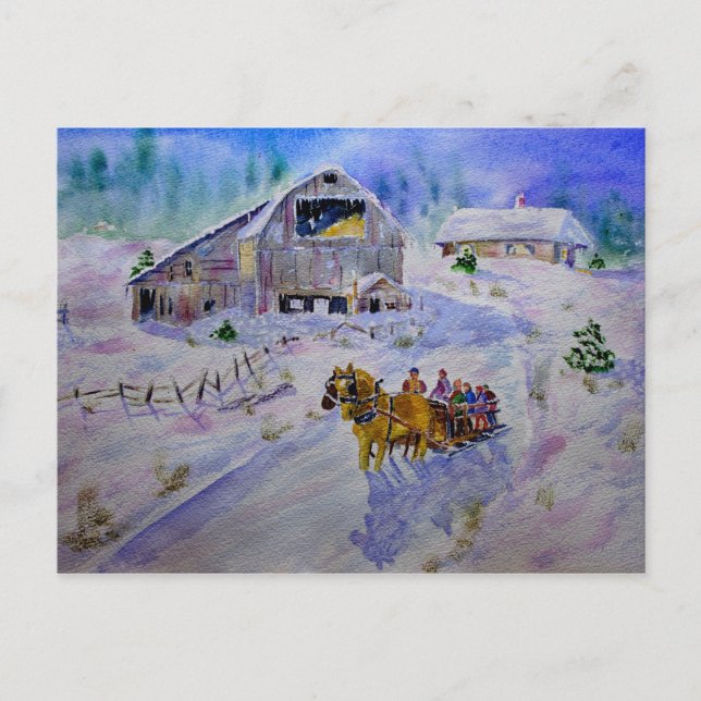 Carte postale de Noël Sleigh Ride (Devant)