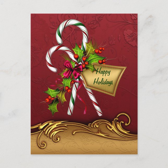 Carte postale de Noël Sucre de canne personnalisée (Devant)