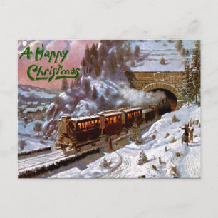 Carte postale de Noël - Train