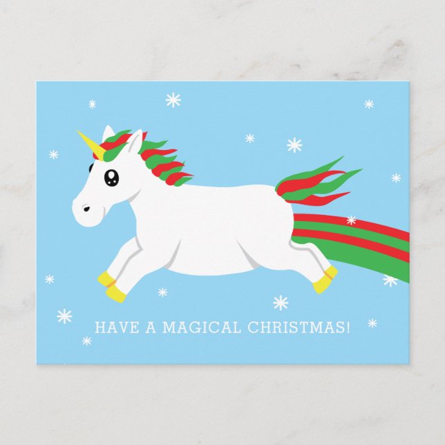 Carte postale de Noël Unicorn Magique (Devant)