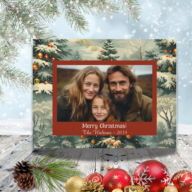 Carte postale de Noël Vintage Christmas Tree Photo (Créateur téléchargé)