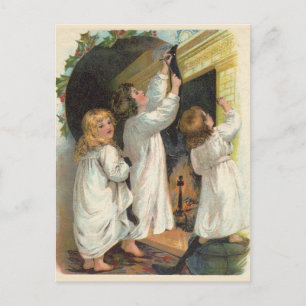 Carte postale de Noël vintage Hanging Stockings