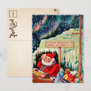 Carte postale de Noël vintage Père Noël Pôle Nord