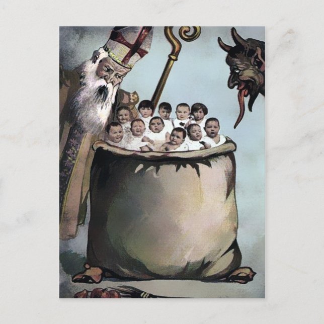 Carte postale de Noël vintage Victorian Krampus (Devant)