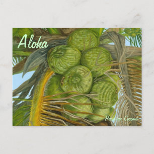Carte postale de noix de coco verte hawaïenne