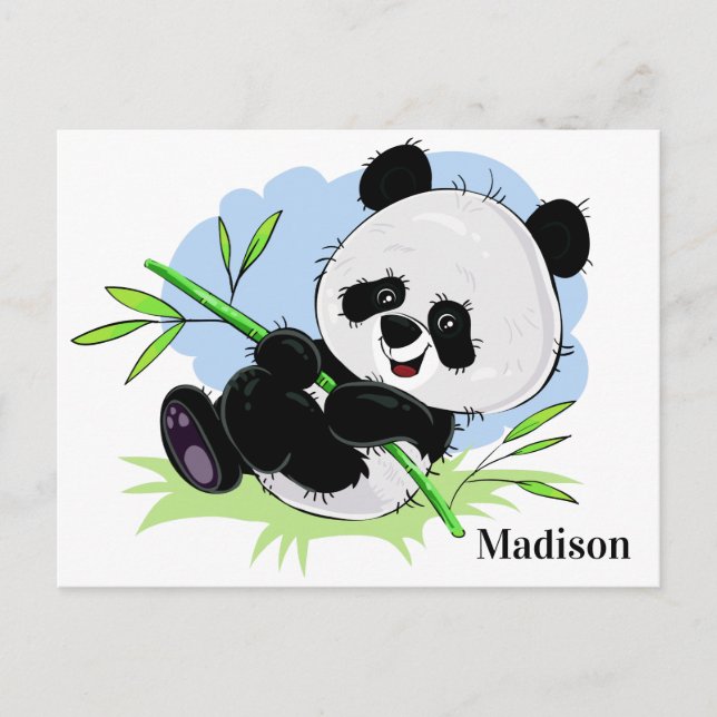 Carte postale de nom personnalisé Cute Panda (Devant)