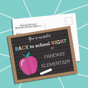 Carte postale de nuit de retour à l'école