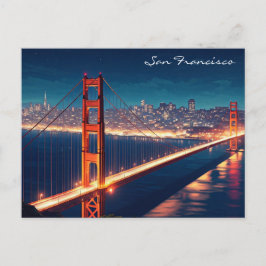 Carte postale de nuit du pont Golden Gate de San F
