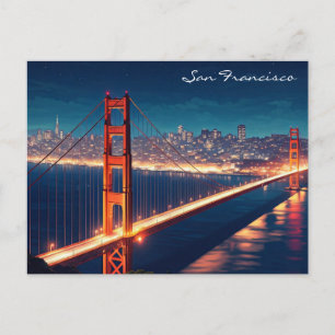 Carte postale de nuit du pont Golden Gate de San F