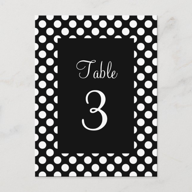 Carte postale de numéro de table à pois blancs (Devant)