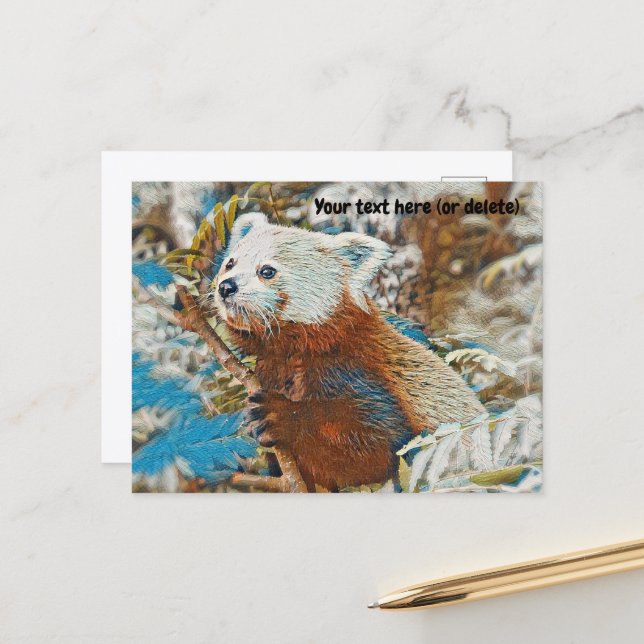 Carte postale de Panda roux (Devant/Arrière en situation)