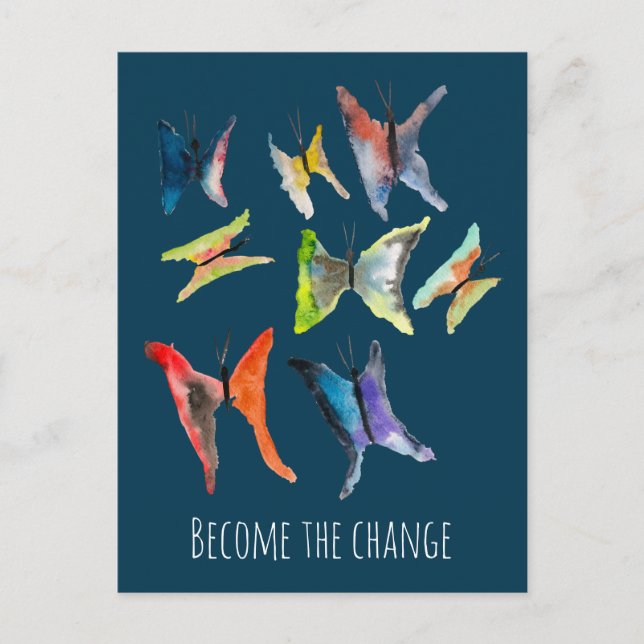Carte postale de papillons aquarelles colorés (Devant)