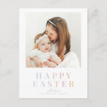 Carte postale de Pâques familiale pastel joyeuse