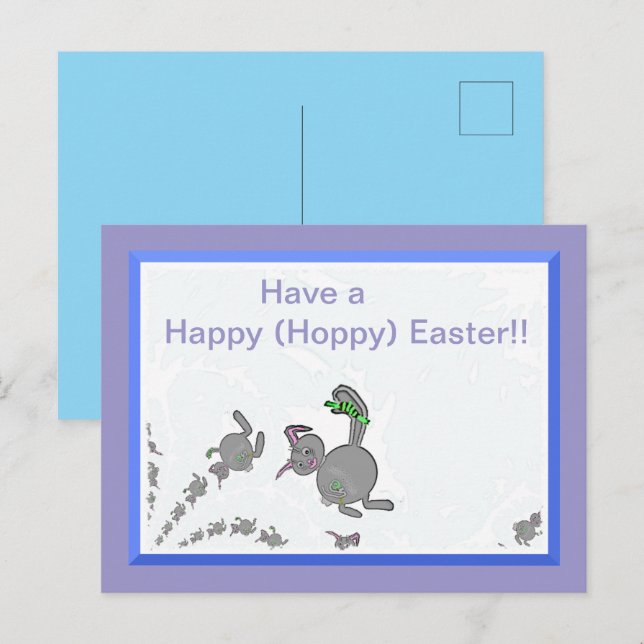 Carte postale de Pâques Happy (Hoppy) (Devant / Derrière)