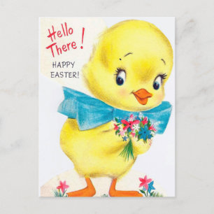 Carte postale de Pâques rétro vintage canard