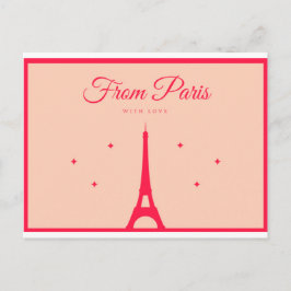 Carte Postale De Paris avec amour - Lettres rouges