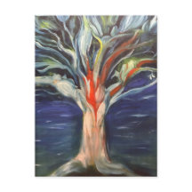 Carte postale de peinture à l'huile Arbre de vie