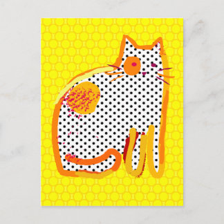 carte postale de peinture numérique 'chat jaune'