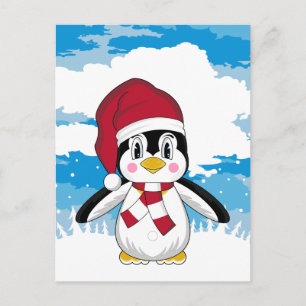 Carte postale de pingouin de Noël mignonne