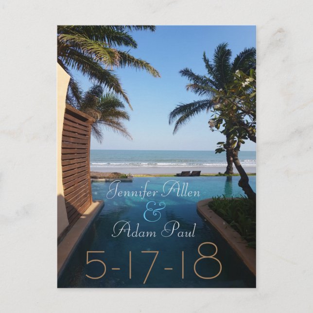Carte postale de plage pour annoncer une date (Devant)