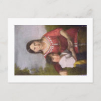 Carte postale de Pocahontas avec son fils.