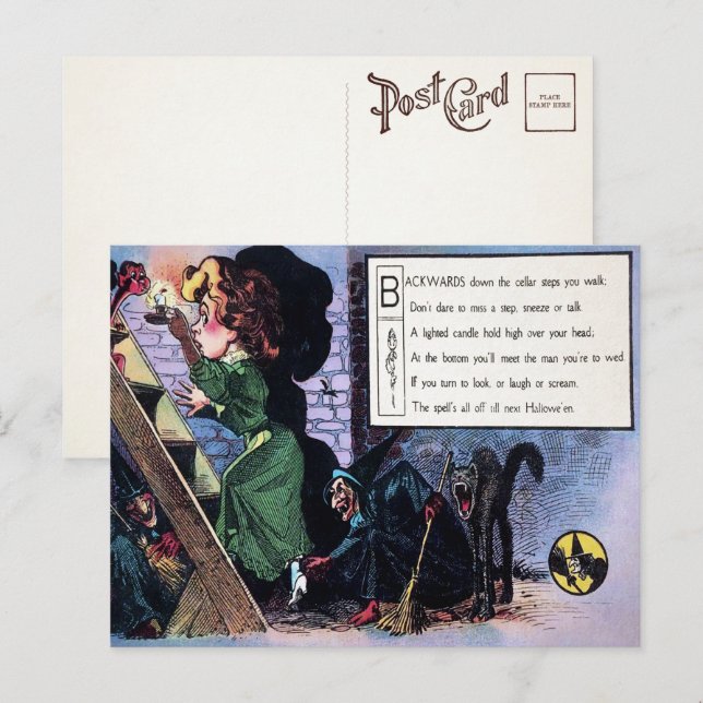 Carte postale de poème Halloween victorien 1 (Devant / Derrière)