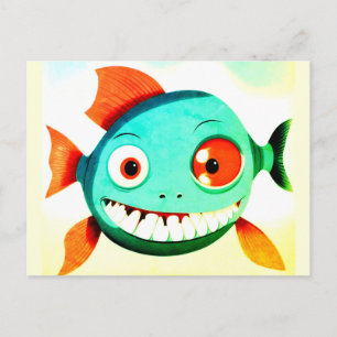 Carte postale de poisson de dessin animé drôle