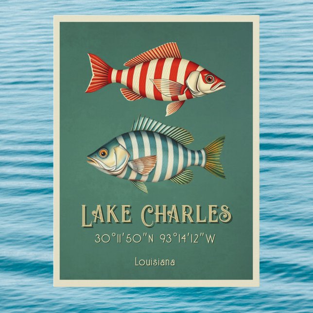 Carte postale de poissons rayés de Lake Charles Lo (Créateur téléchargé)