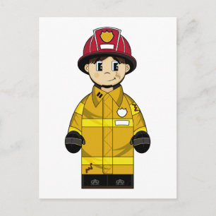 Carte postale de pompier mignonne