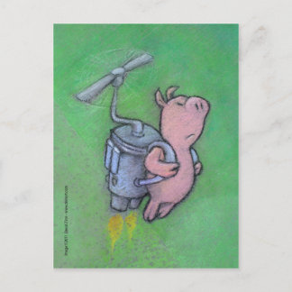carte postale de porc-fusée