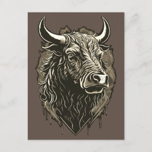 Carte postale de portrait de taureau