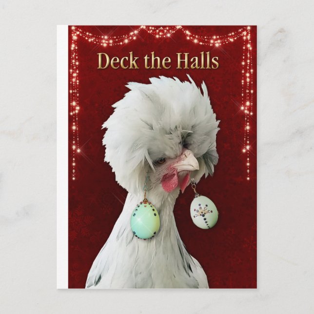 Carte postale de poulet Deck the Halls (Devant)