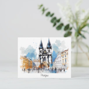 Carte postale de Prague peinte