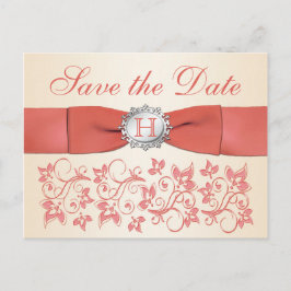 Carte postale de préavis de mariage floral corail
