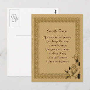 Carte postale de prière de sérénité Gold Rosebuts