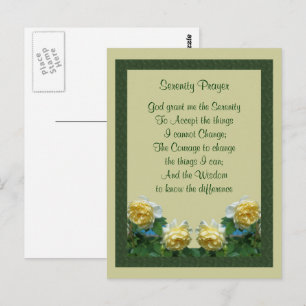 Carte postale de prière pour la sérénité des roses
