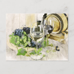 carte postale de raisins et de vin